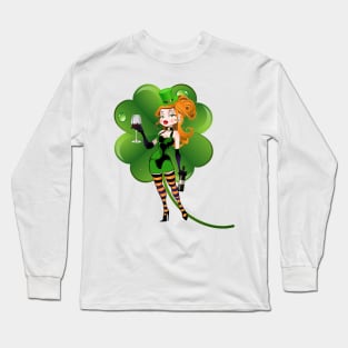 Green Lucky Witch in Mini Skirt Long Sleeve T-Shirt